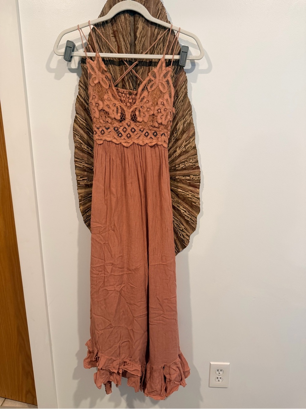 Free People Crochet Bodice Dress Dusty Rose Color
